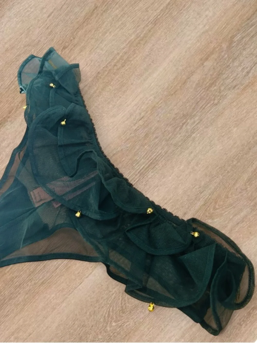 🆕🔔 Ringing In Ruffles Panty Forest Evergreen Medium Victoria Secret NWT